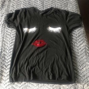 Black T shirt, with beautiful face